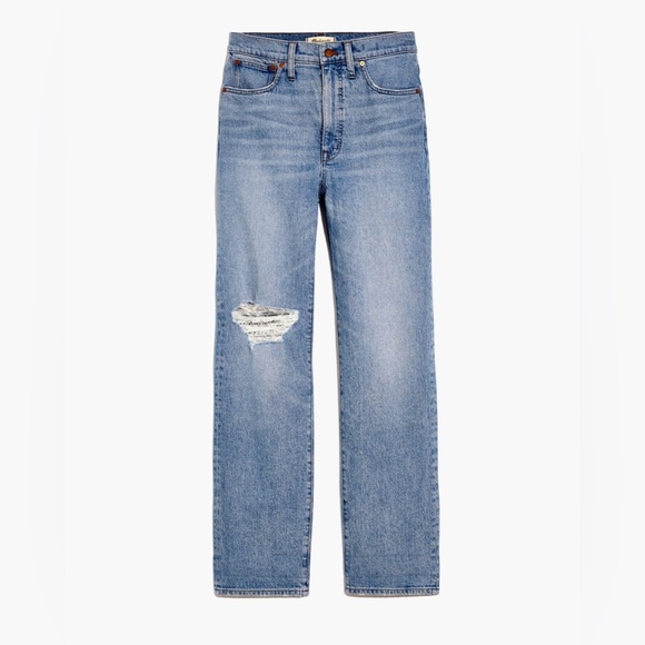 Madewell Perfect Vintage Straight High Rise Distressed Denim Blue Jeans- Size 25 - Picture 1 of 9